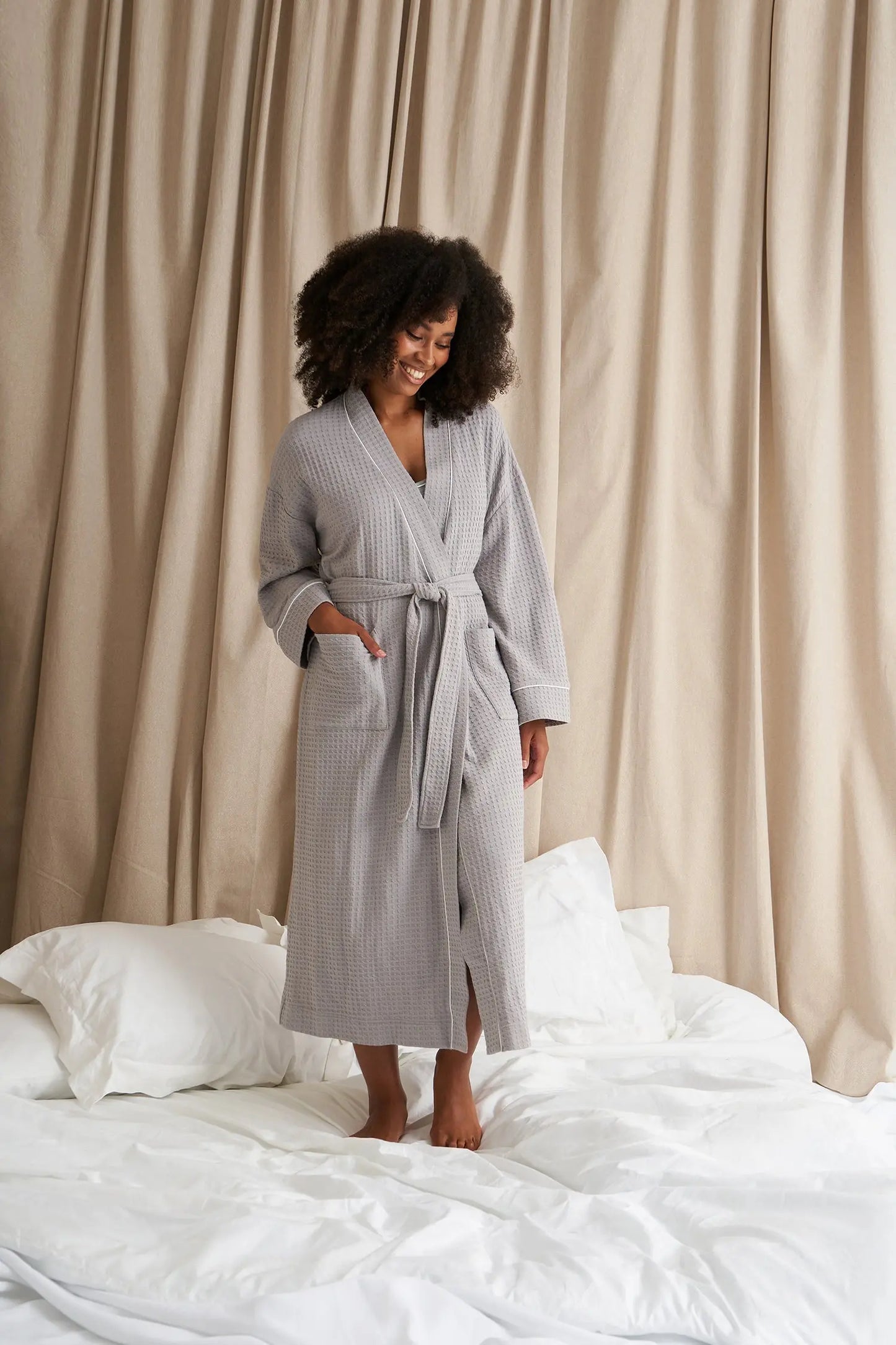 Grey Luxury Suite Waffle Robe Pretty You London