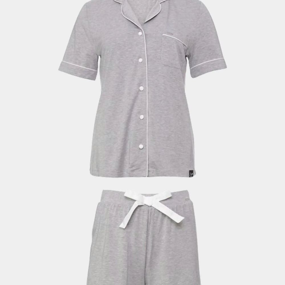 Grey Marl Bamboo Shirt Short Set Pretty You London