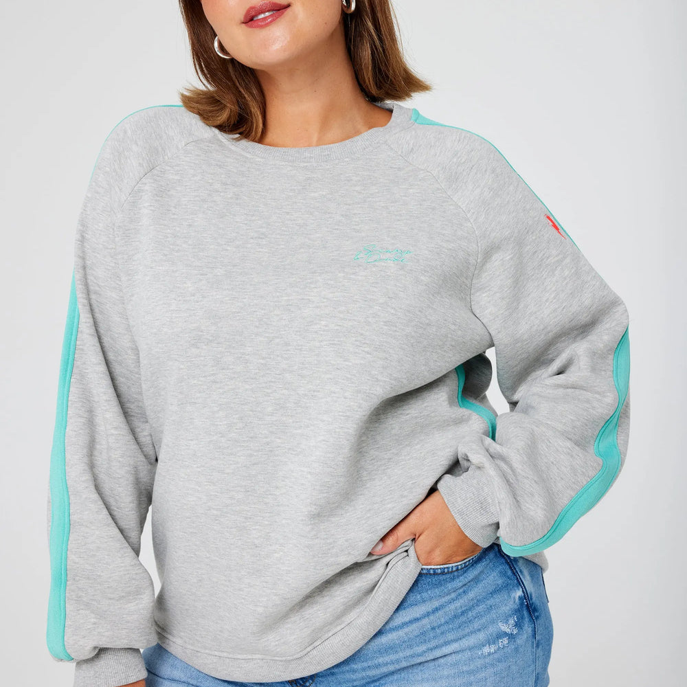 Grey Marl with Turquoise Colourblock Relaxed Sweatshirt Scamp & Dude