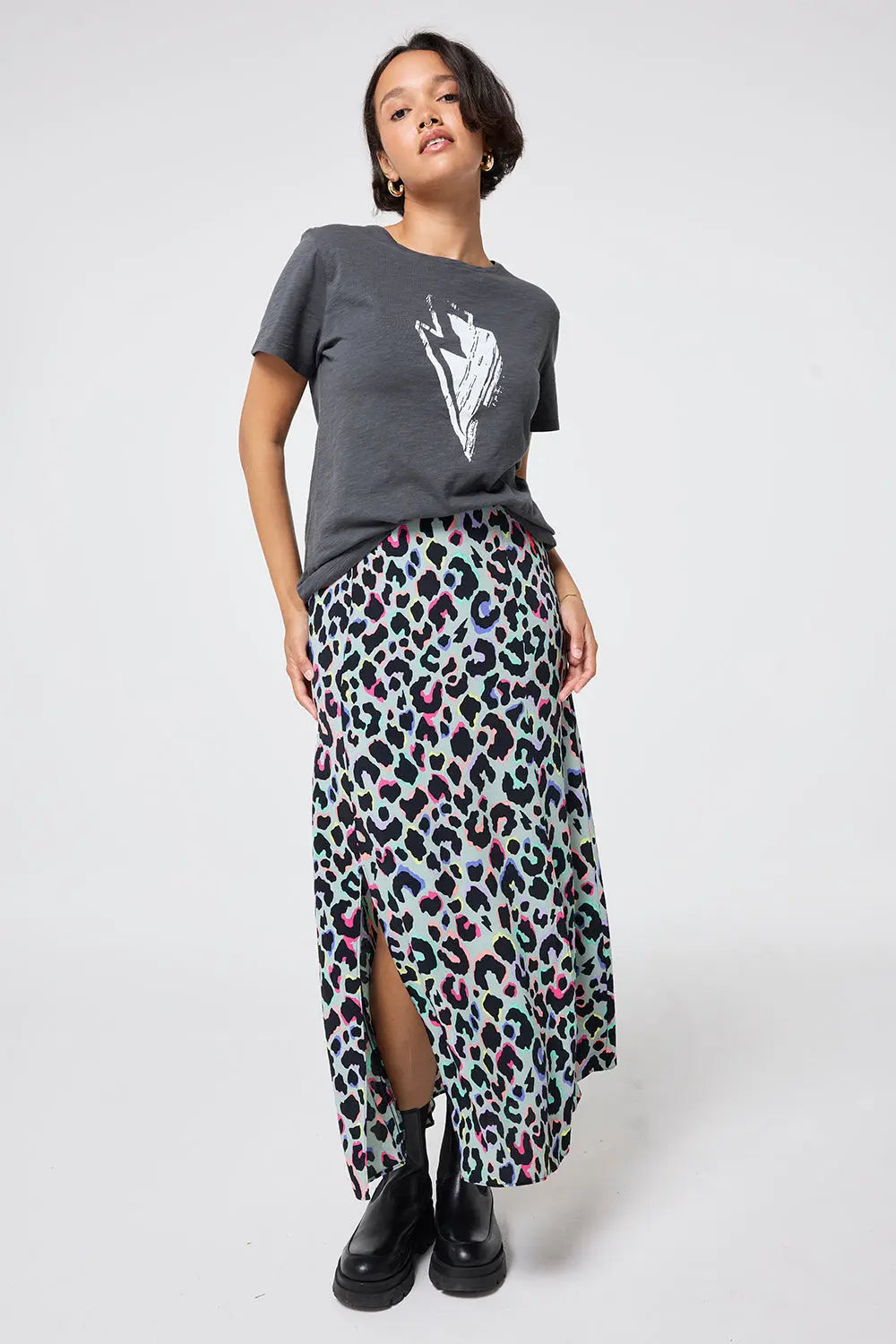 Grey Slogan Print T-Shirt Scamp & Dude