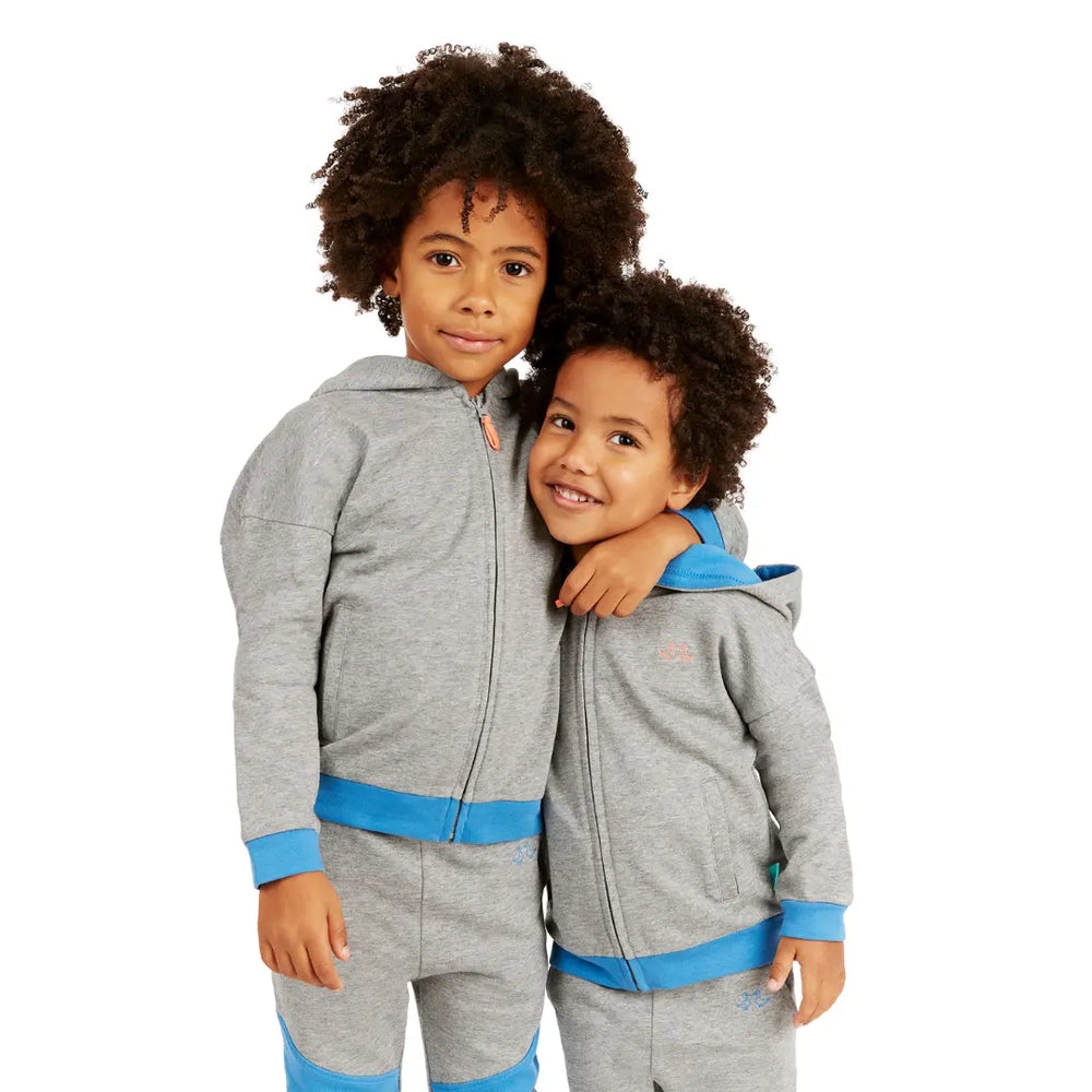 Grey & Blue Boys Zip Up Hoodie Luca and Rosa