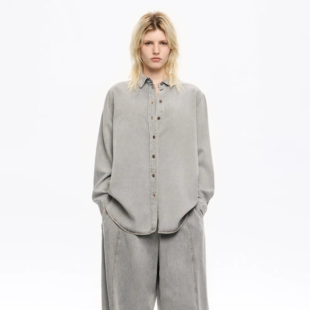 Grey fluid denim shirt Bimba y Lola UK