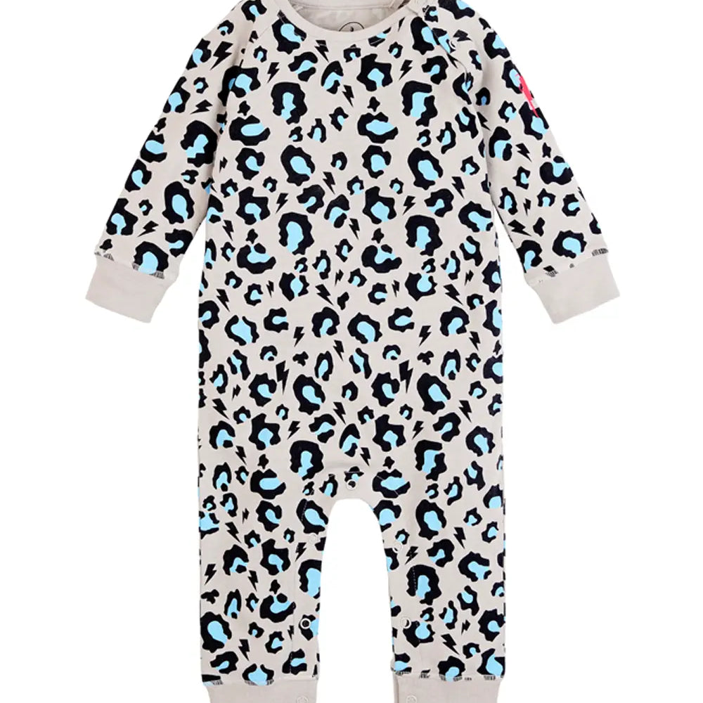Grey with Blue and Black Snow Leopard Romper Scamp & Dude