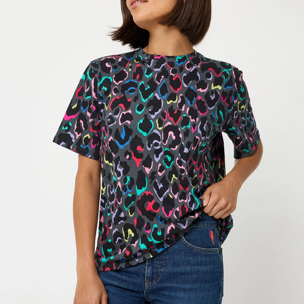 Grey with Rainbow Shadow Leopard Print T-Shirt Scamp & Dude