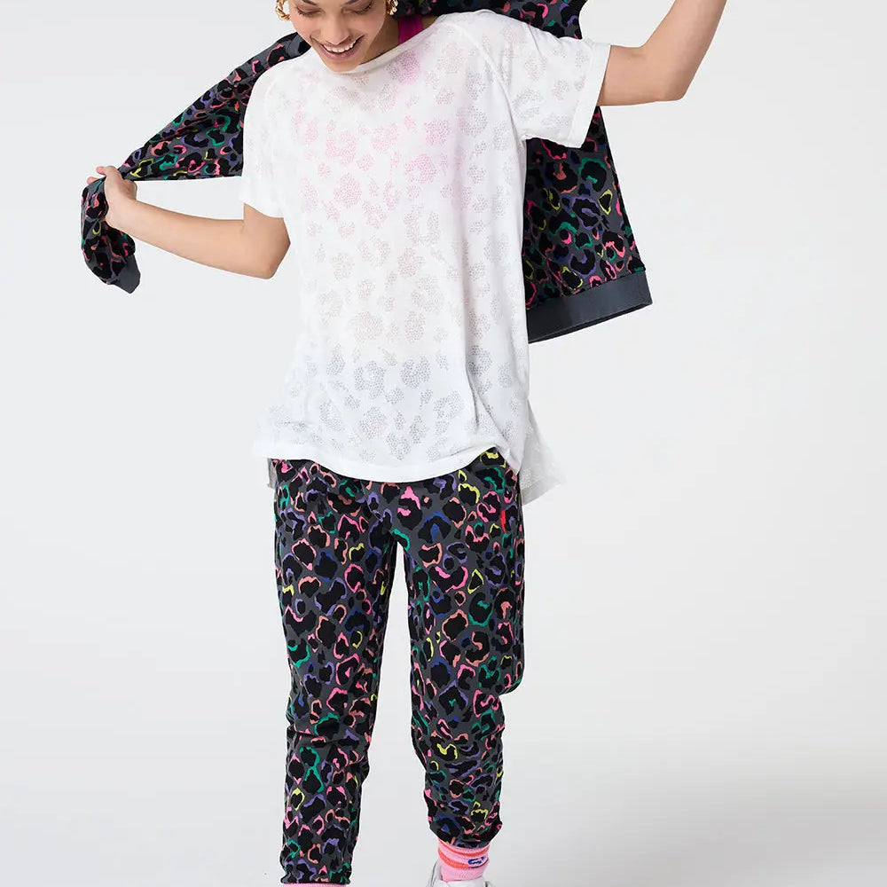 Grey with Rainbow Shadow Leopard and Lightning Bolt Cosy Joggers Scamp & Dude