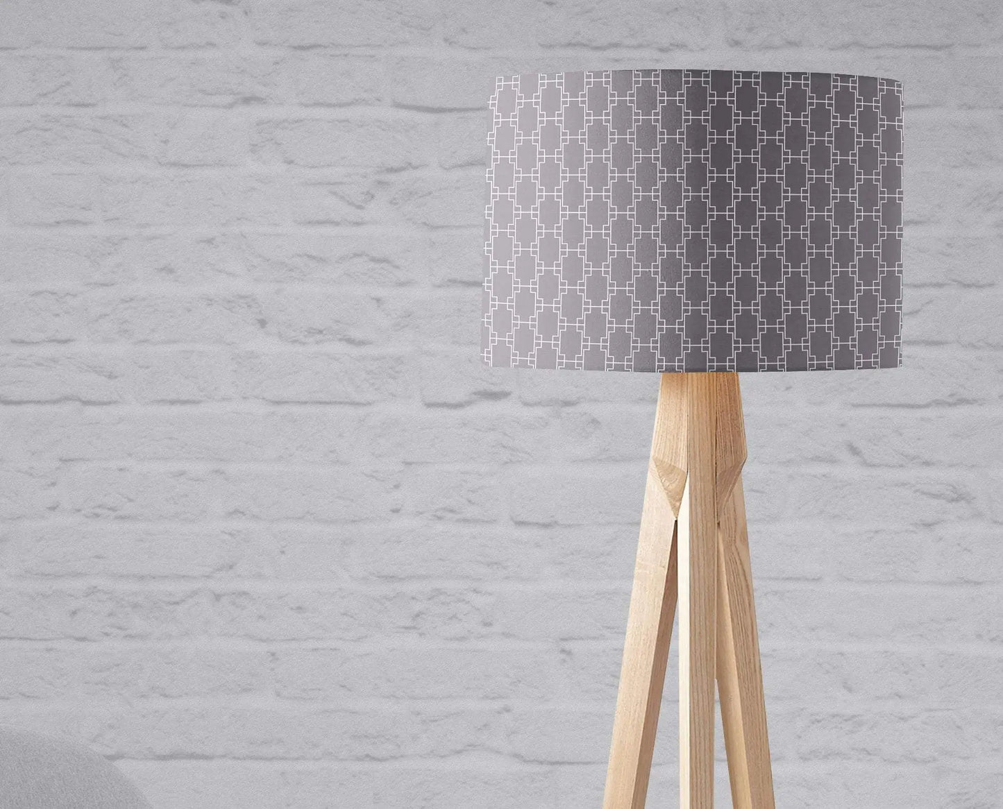 Grey with White Squares Geometric Design Lampshade, Ceiling or Table Lamp Shade Shadow bright