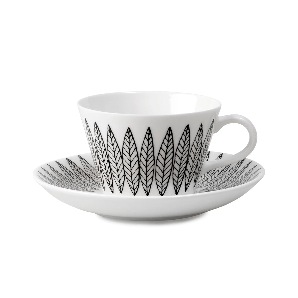 Gustavsbergs Porslinsfabrik Black Salix Coffee Set, Cone Coffee Cup + Saucer Gustavsbergs Porslinsfabrik