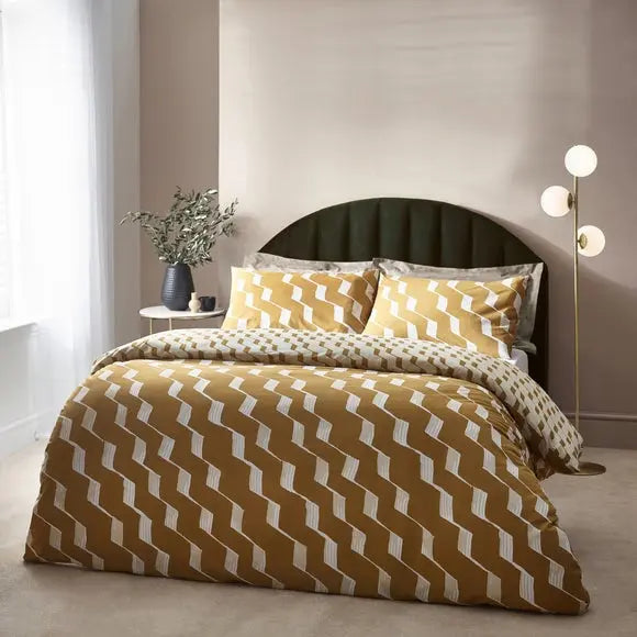 HÖEM Zabine Cotton Rich Duvet Cover & Pillowcase Set, Mustard Dunelm
