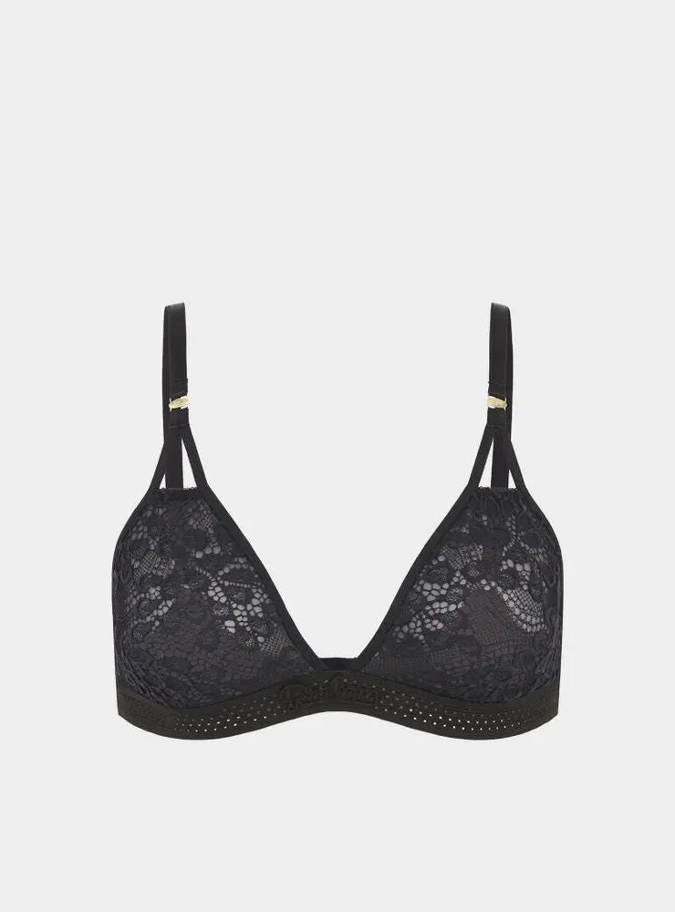 Hakea Recycled-Tulle Soft Bralette - Volcanic Black Peachaus