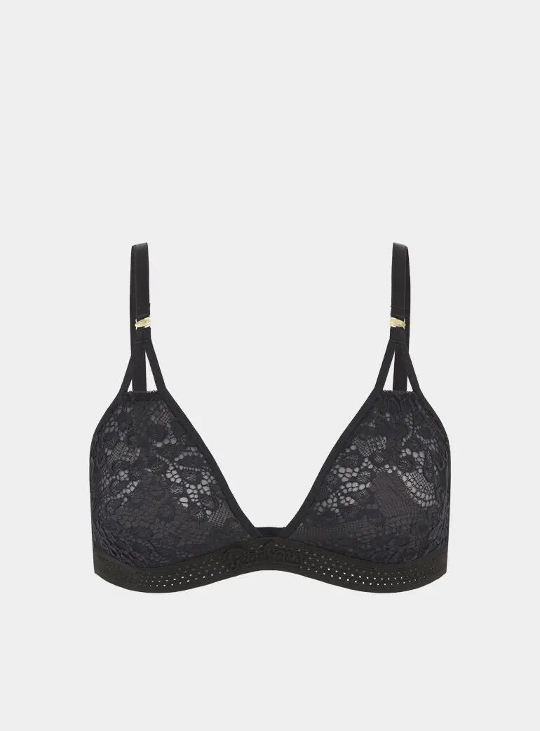 Hakea Recycled-Tulle Soft Bralette - Volcanic Black Peachaus