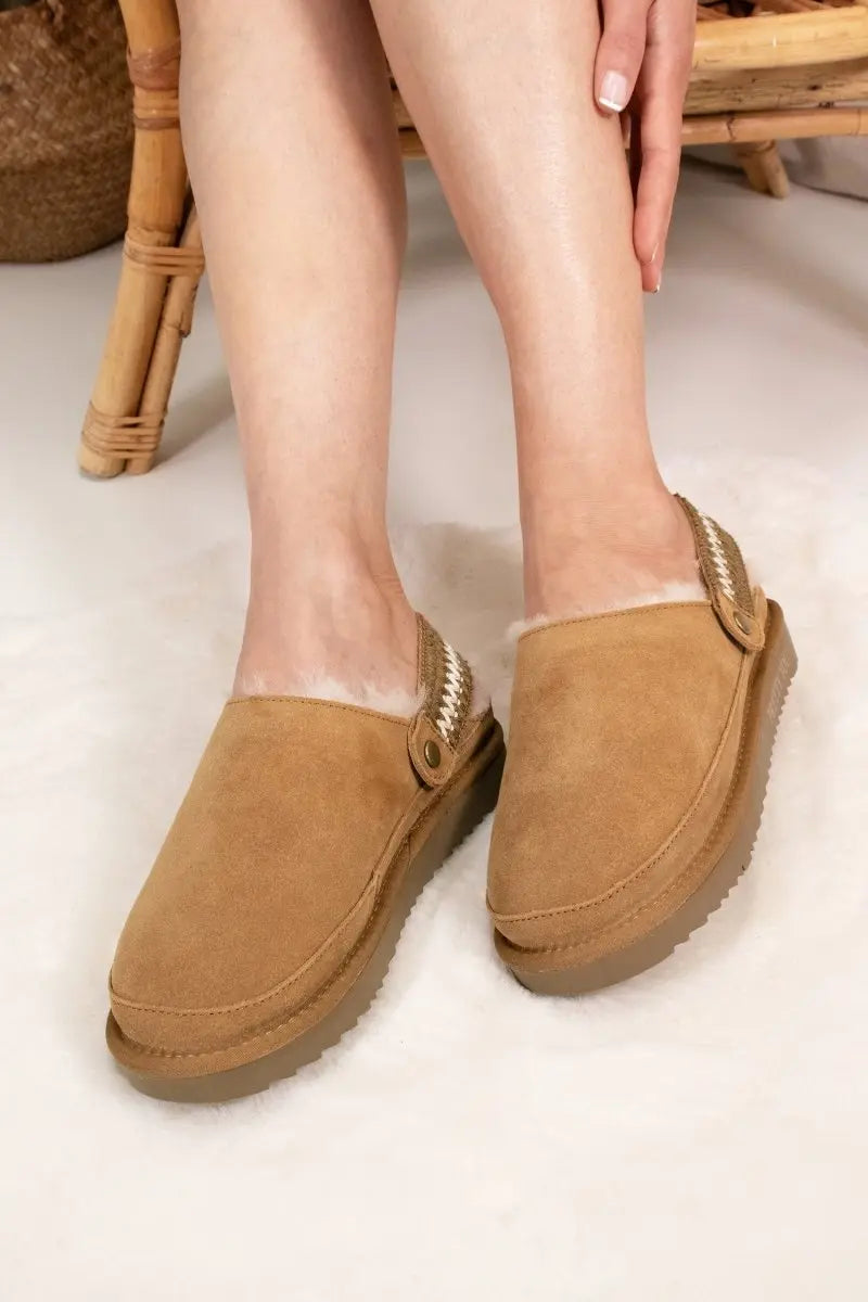 Hallie Sheepskin Multiway Slippers in Chestnut Pretty You London