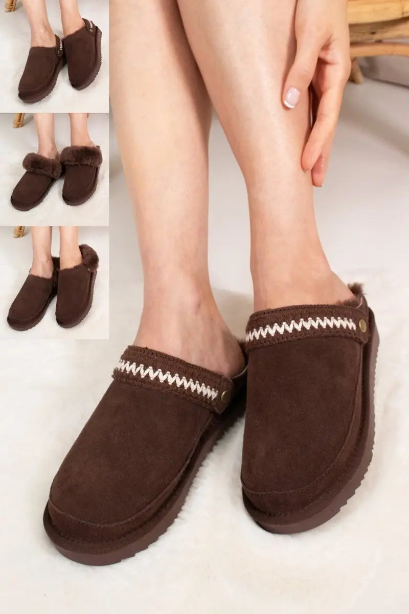Hallie Sheepskin Multiway Slippers in Chocolate Pretty You London