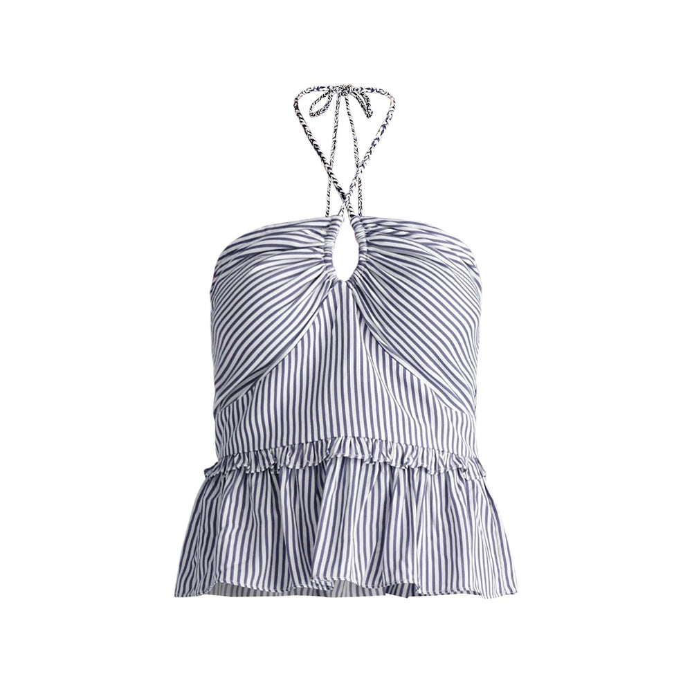 Halterneck Peplum Top Paisie