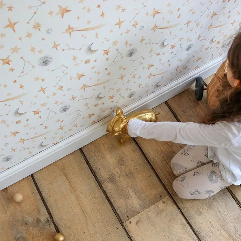 "Hand-Painted Stars Wallpaper for Kids – 4 Dreamy Colours Katie Hipwell Design