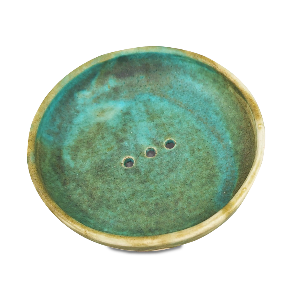Handmade Ceramic Sea Green Soap Dish Wylder Naturals