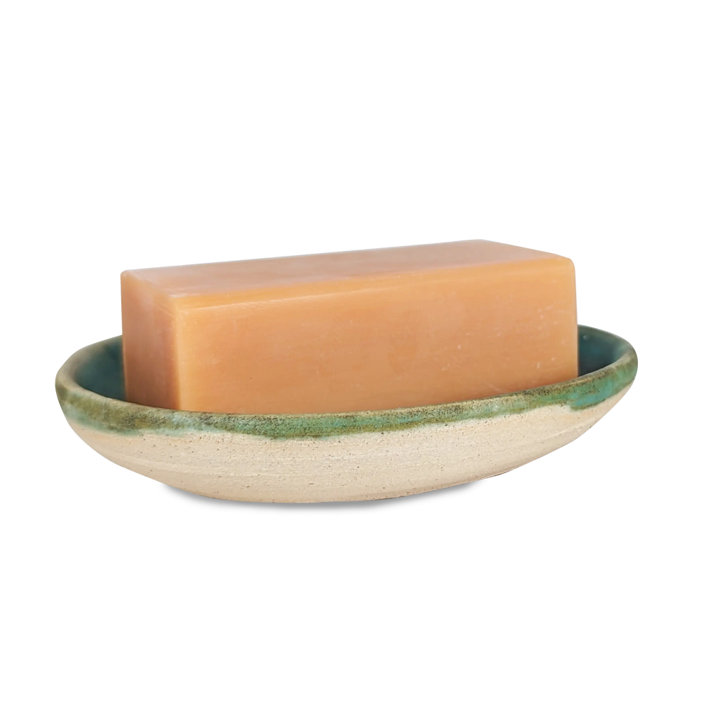 Handmade Ceramic Sea Green Soap Dish Wylder Naturals