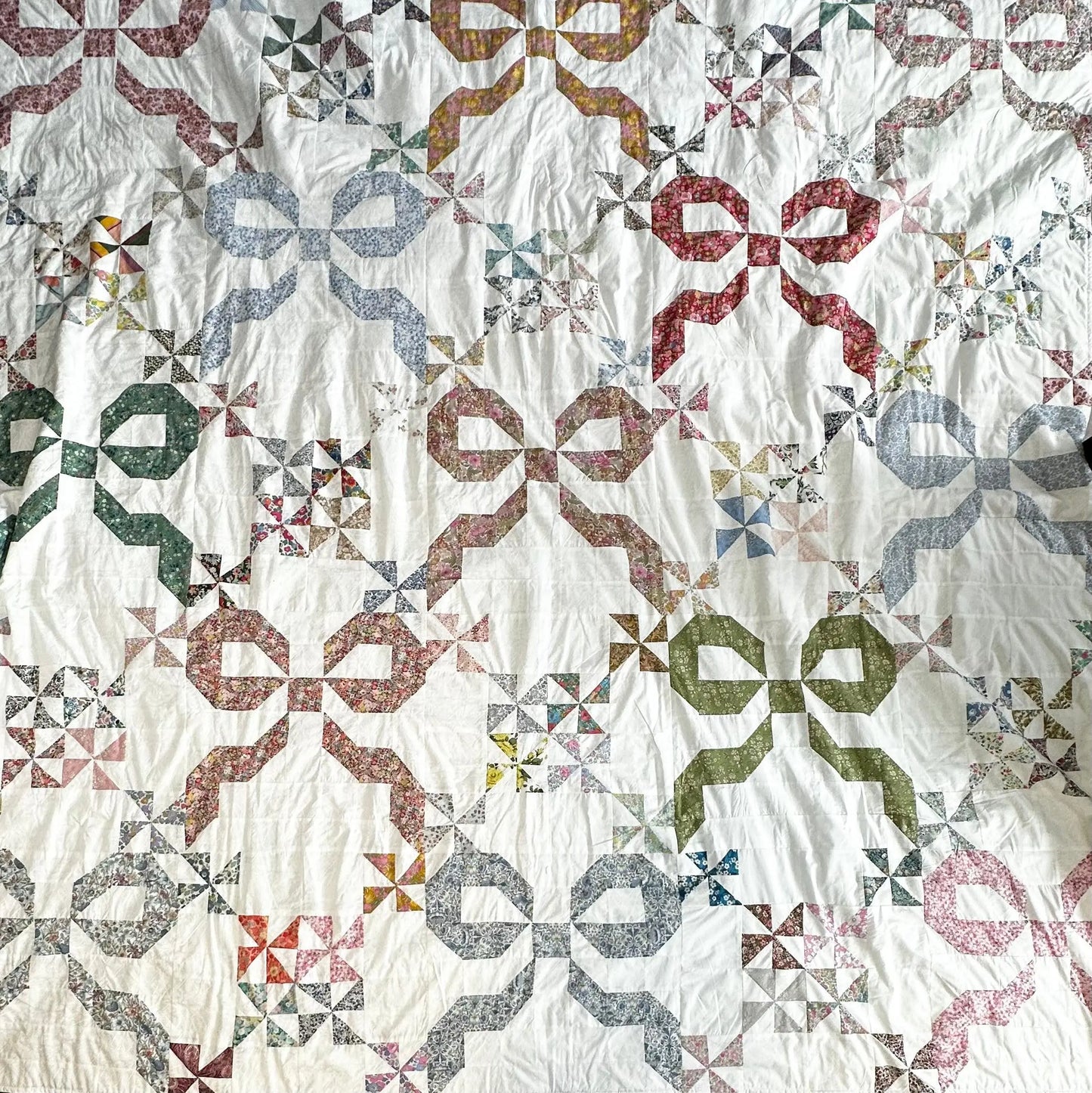 Handmade Liberty Fabric Patchwork Bedspread BOWS Coco & Wolf