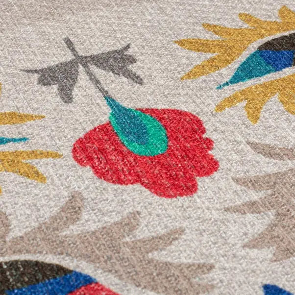 Hani Floral Washable Rug Dunelm