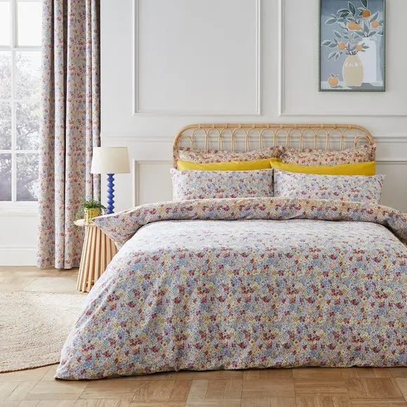 Hannah Retro Ditsy 100% Cotton Duvet Cover and Pillowcase Set Dunelm
