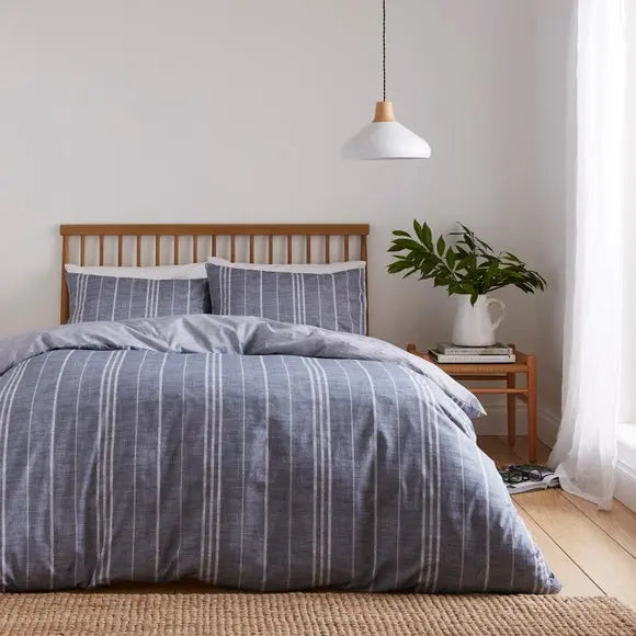 Harley Stripe Polycotton Duvet Cover & Pillowcase Set Dunelm