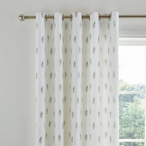 Harper Stem Floral Cotton Blackout Eyelet Curtains Dunelm