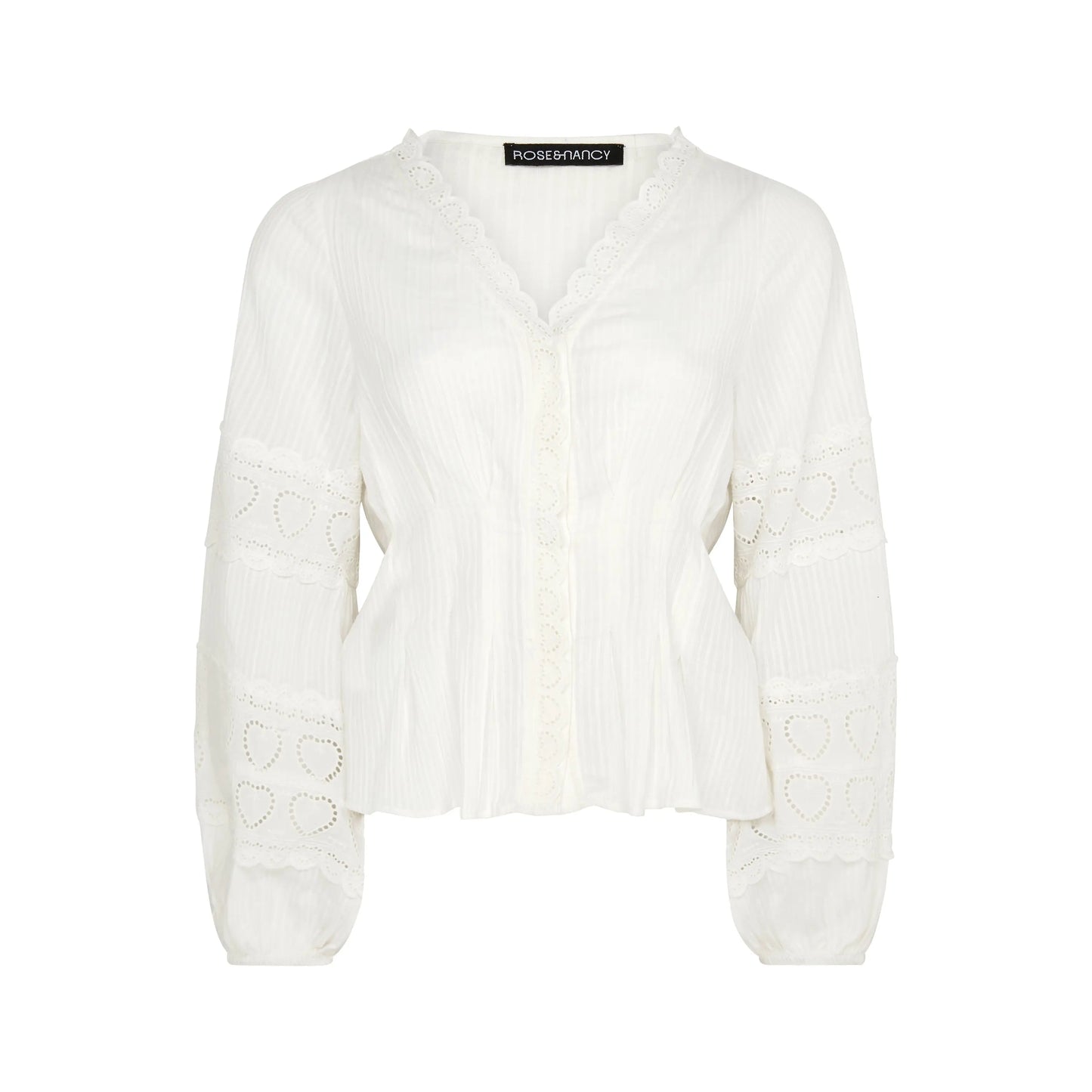 Harri White Cotton Heart Lace Blouse Rose & Nancy