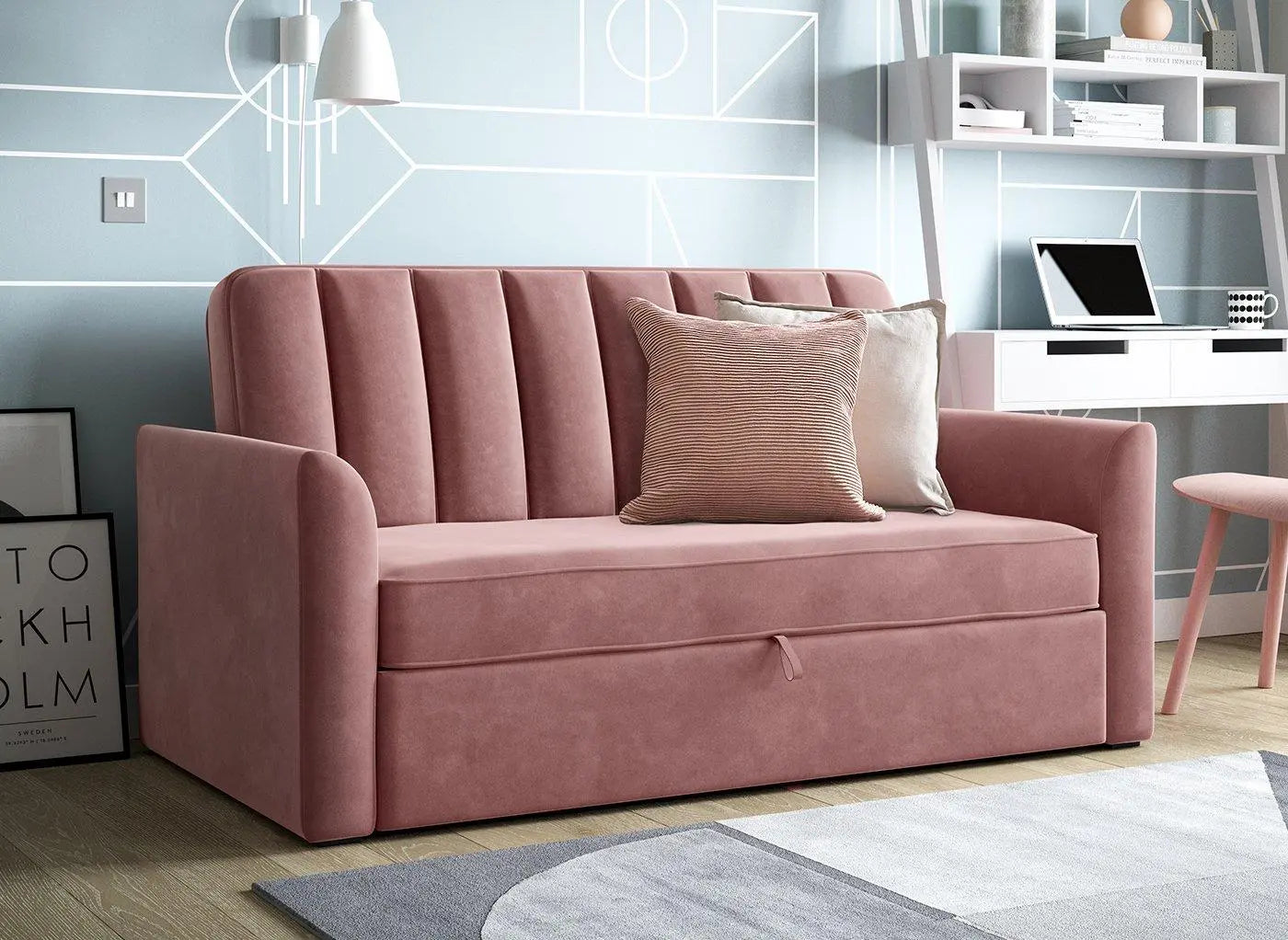 Hazel 2-Seater Sofa bed - Pink Dreams