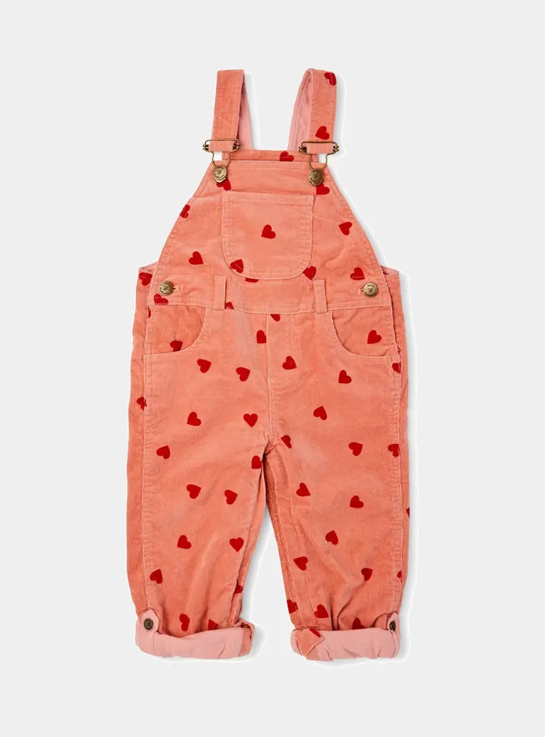 Heart Print Corduroy Dungarees Dotty Dungarees