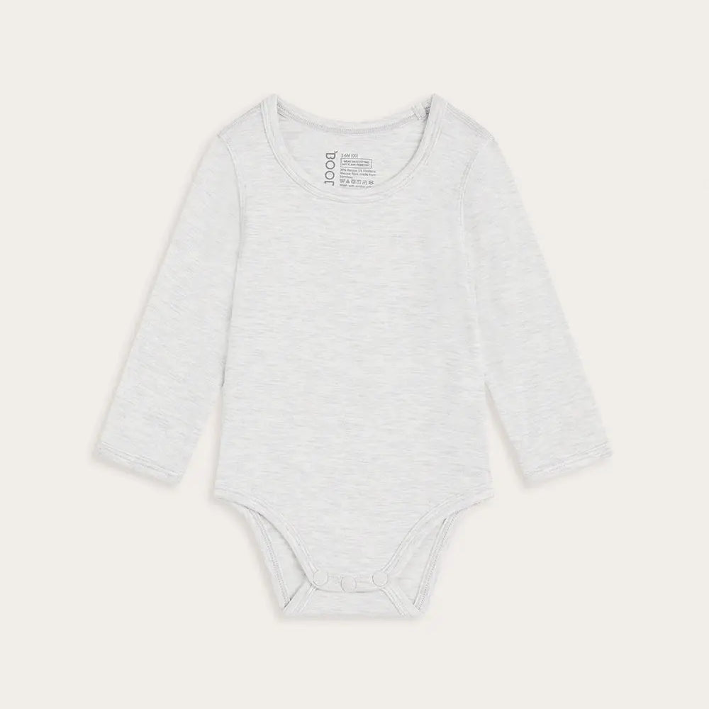 Heather Grey Baby Long Sleeve Bamboo Bodysuit Boody