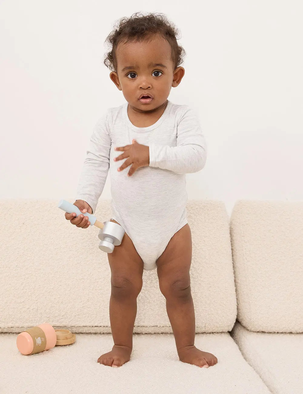 Heather Grey Baby Long Sleeve Bamboo Bodysuit Boody