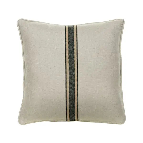 Hedgerow Medal Stripe Charcoal Tape, Sustainable Feather, Cushion Linen Andrew Martin