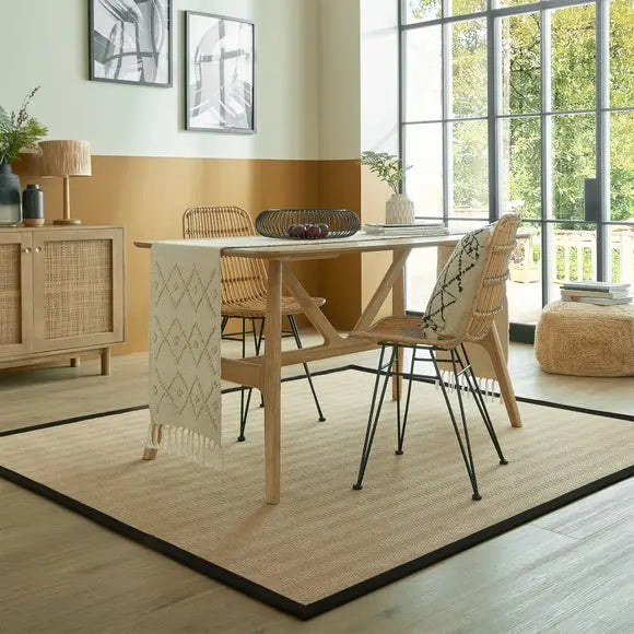 Herringbone Border Square Rug Dunelm