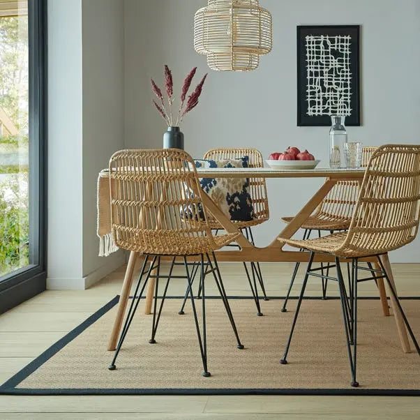 Herringbone Jute Border Rug Dunelm