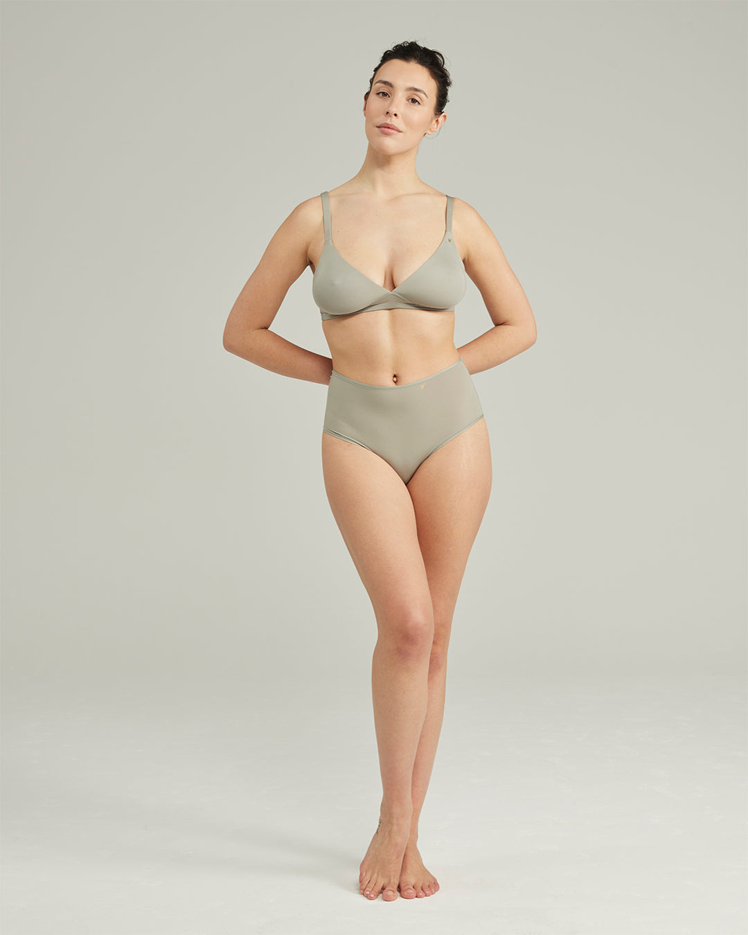 The Stretch High Waisted Brief - Sage Green Nudea