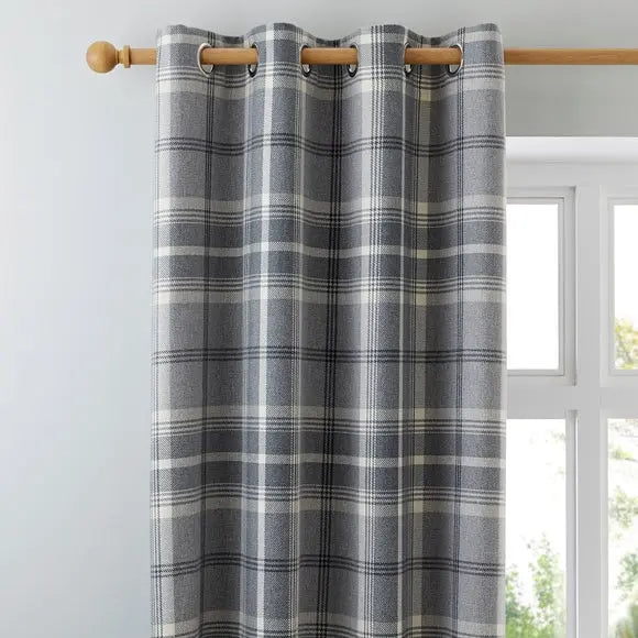 Highland Check Eyelet Curtains Dunelm