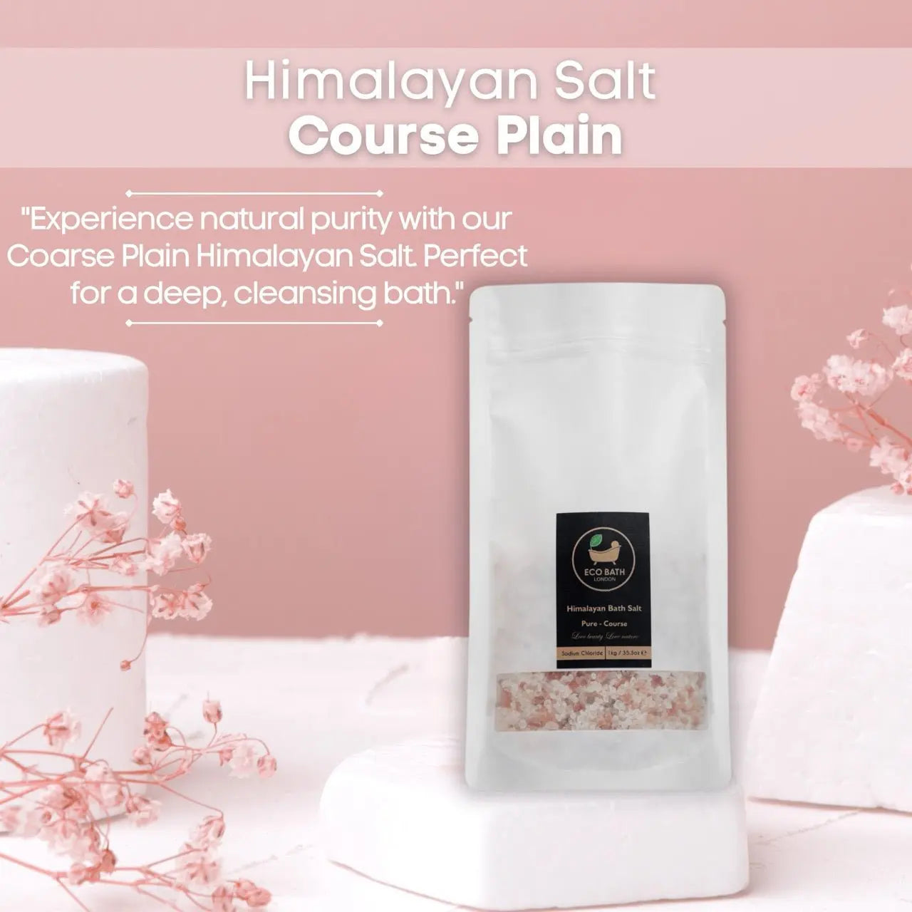 Himalayan Bath Salt Coarse Plain - 1 KG Eco Bath London