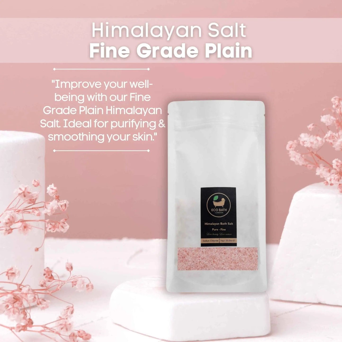 Himalayan Bath Salt Fine Grade - 1 KG Eco Bath London