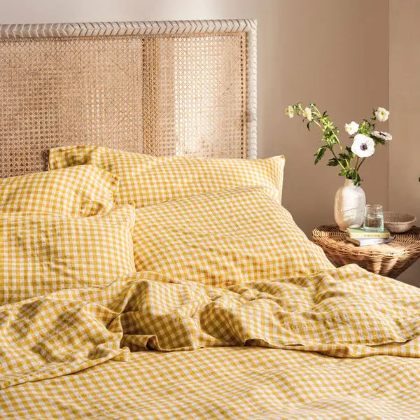 Honey Gingham Linen Blend Pillowcase (Pair) Piglet