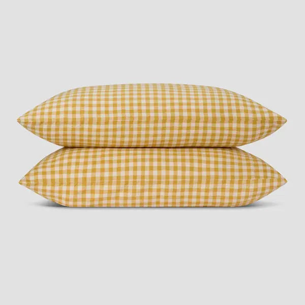 Honey Gingham Linen Blend Pillowcase (Pair) Piglet