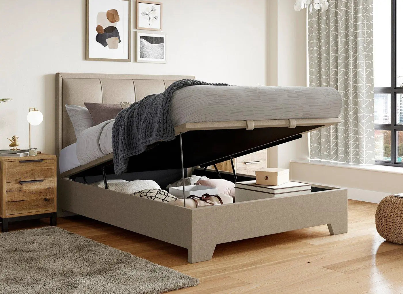 Hopkins Ottoman Bed Frame - Cream Dreams