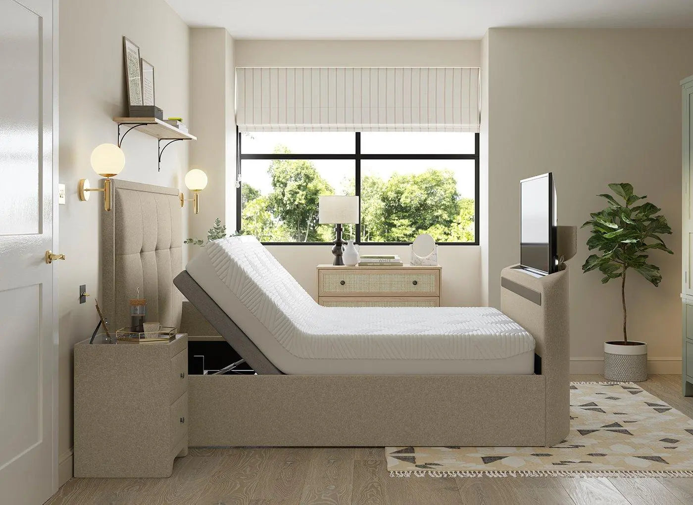 Hopkins Sleepmotion Adjustable Ottoman TV Bed - Cream Dreams