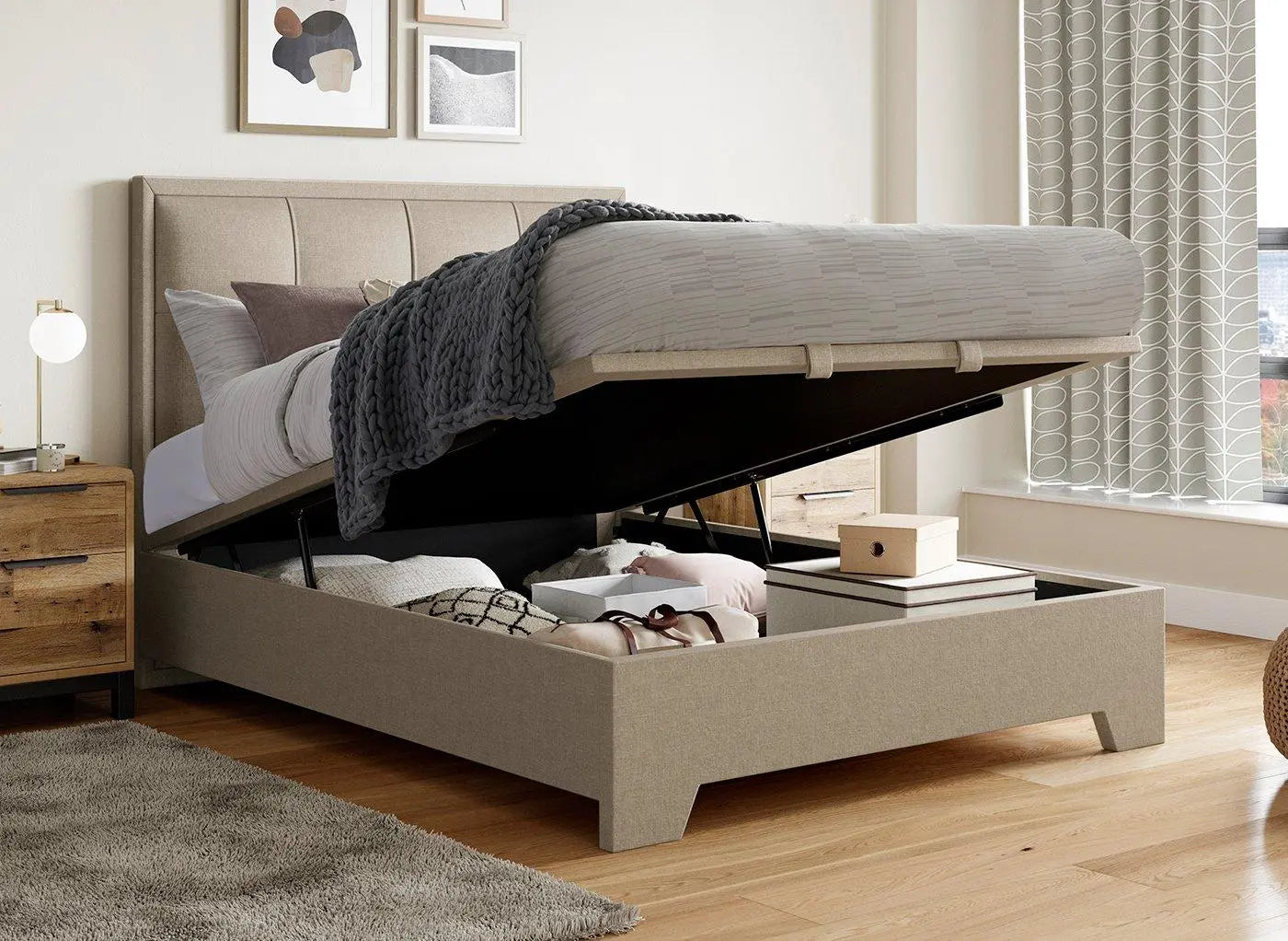 Hopkins Upholstered Ottoman Bed Frame - Cream Dreams