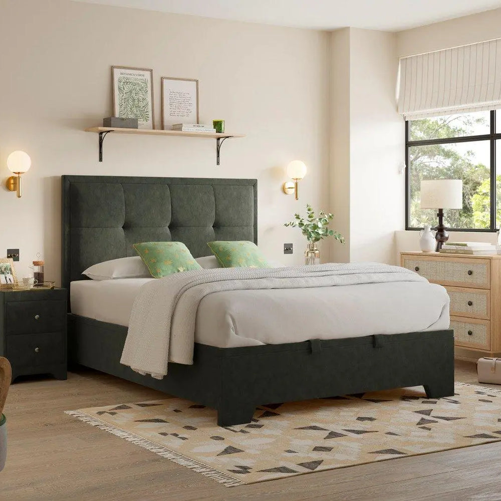 Hopkins Upholstered Ottoman Bed Frame - Green Dreams