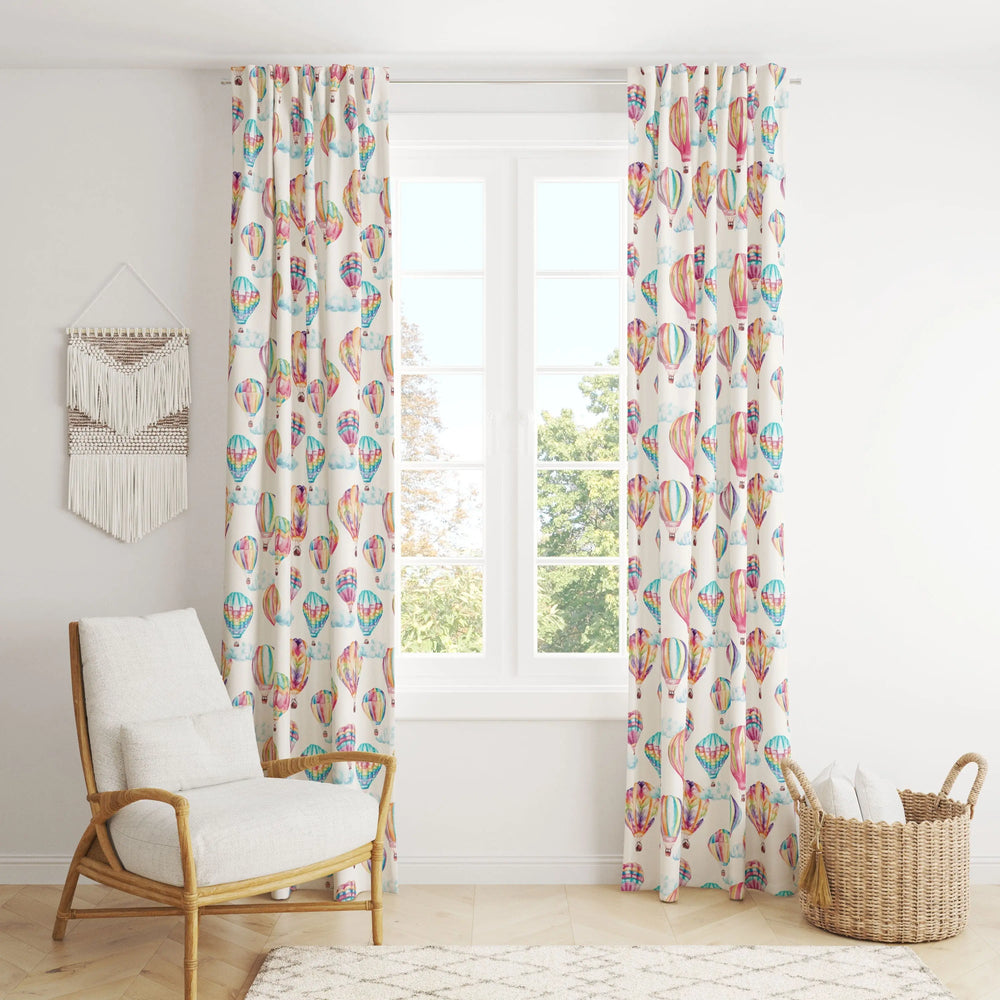Hot Air Balloons - Children's Cotton Curtain Fabric Katie Hipwell Design