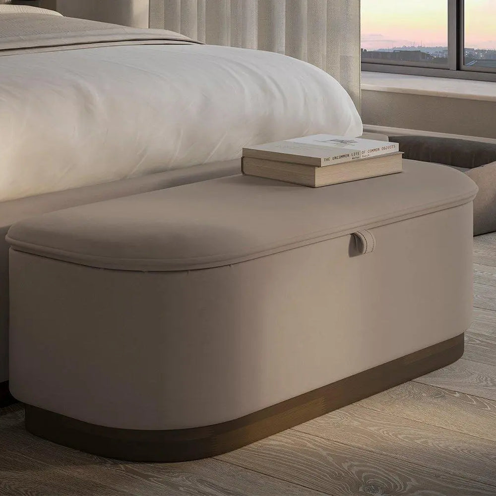 House Beautiful Chloe Upholstered Blanket Box - Beige Dreams