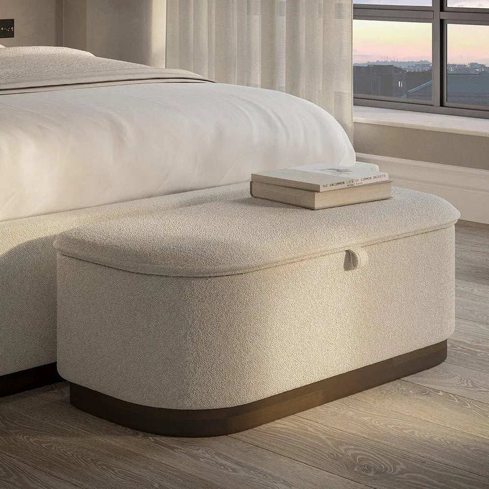 House Beautiful Chloe Upholstered Blanket Box - Cream Dreams