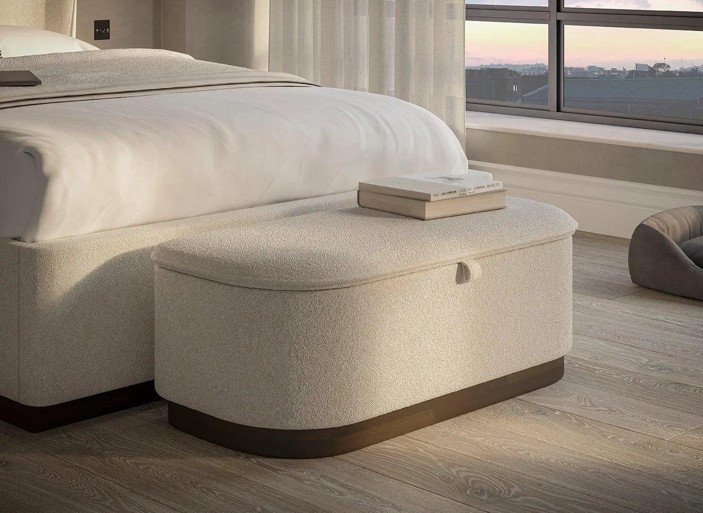 House Beautiful Chloe Upholstered Blanket Box - Cream Dreams