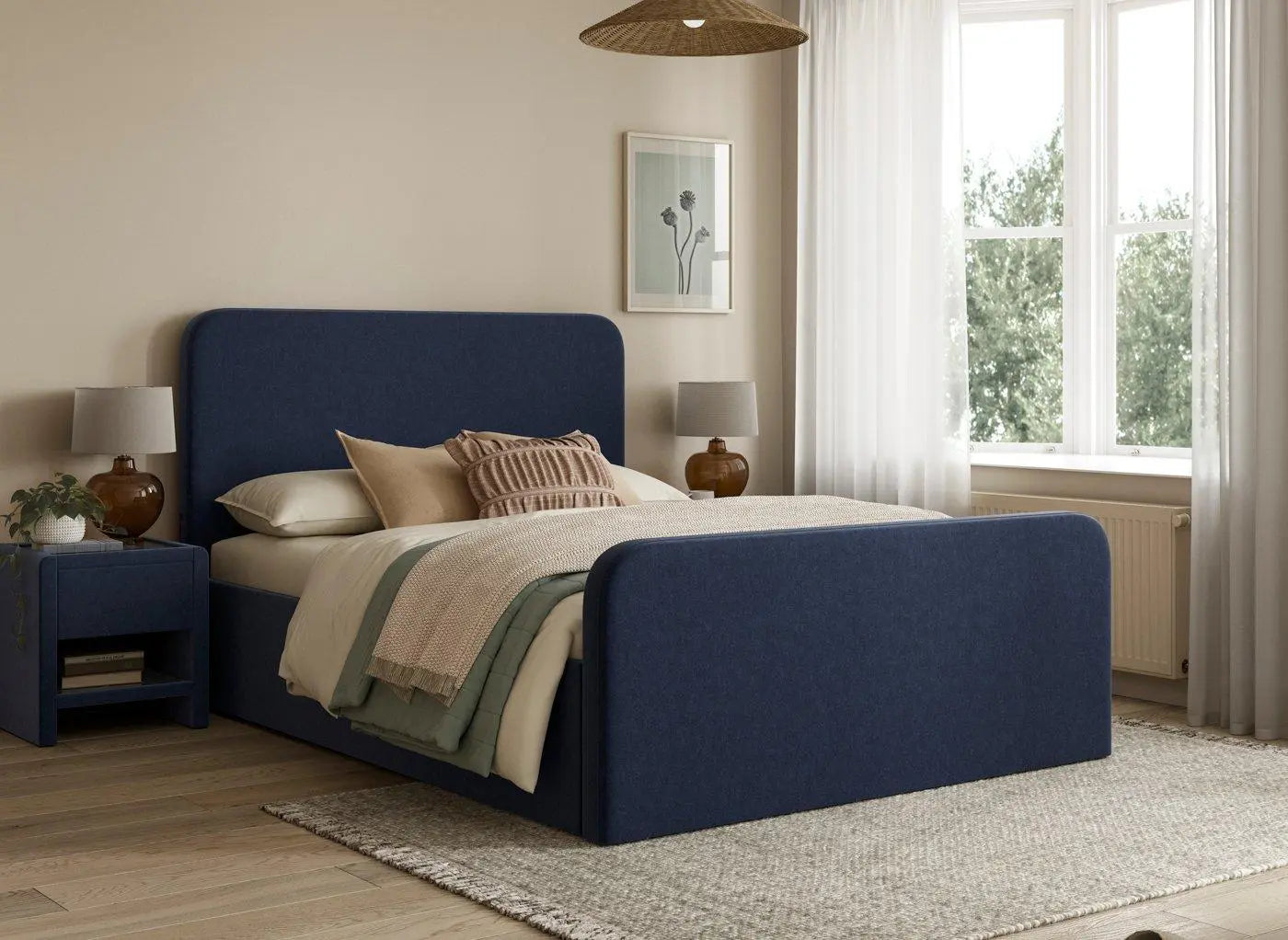 House Beautiful Margot Bouclé Bed Frame - Blue Dreams