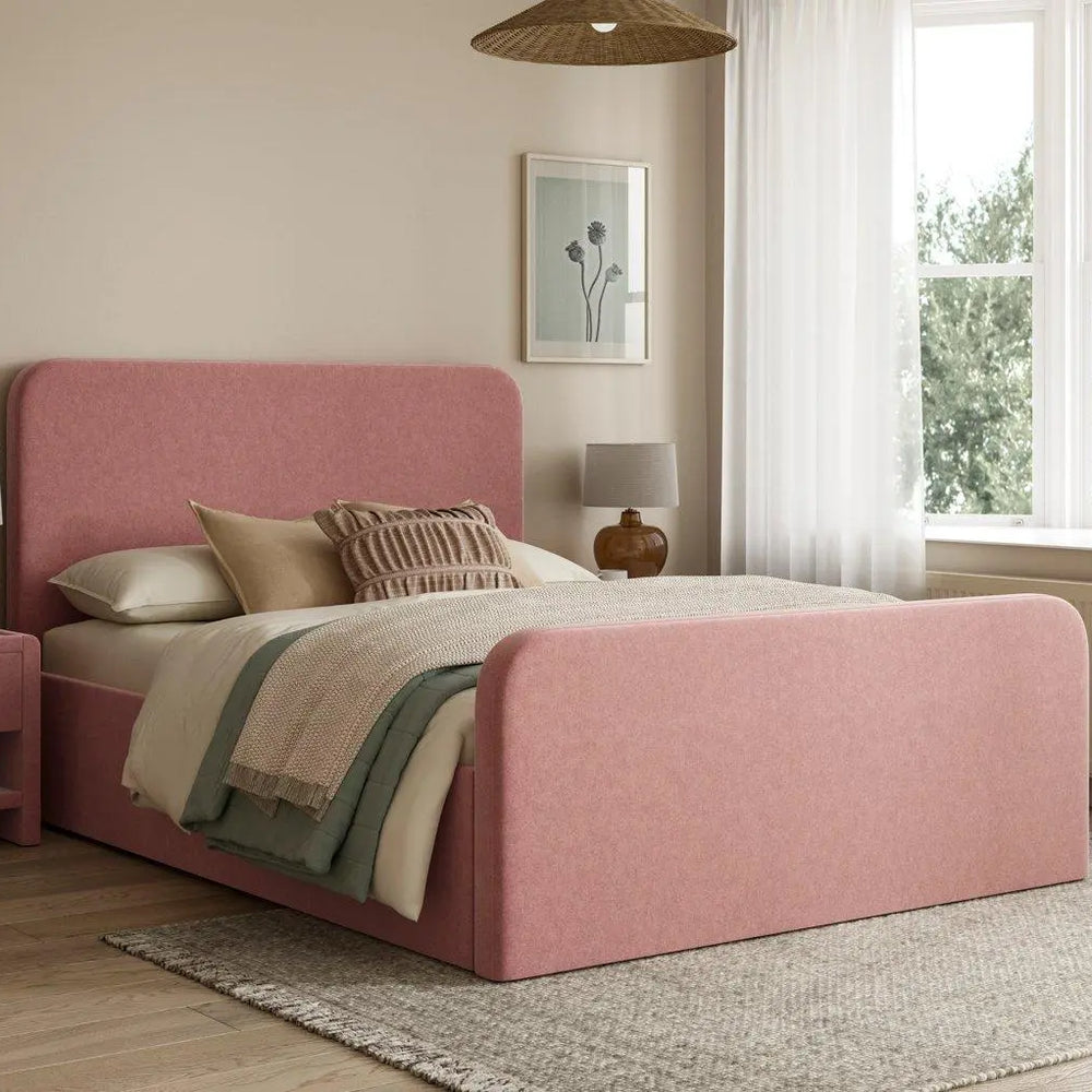 House Beautiful Margot Bouclé Bed Frame - Pink Dreams
