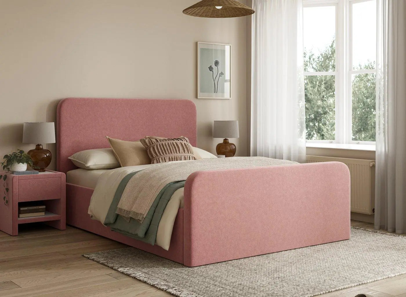 House Beautiful Margot Bouclé Bed Frame - Pink Dreams